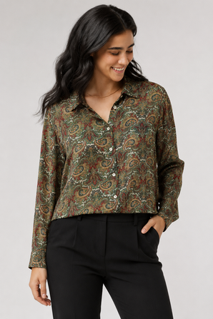 Vintage Signé Paisley Blouse in All Viscose - Size: L