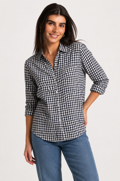 Cotton Check Shirt with Elbow Patches- Size: S/M