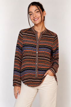 Chevron Print Blouse in Soft Viscose- Size: S/M