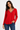 Embellished V-Neck Top in Vivid Red- Size: S