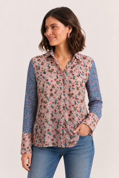 Patchwork Shirt in Soft Cotton - Size: S
