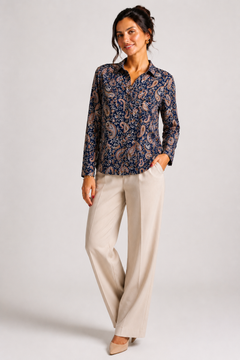 Dark Paisley Shirt with Pockets- Size: S