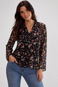 Sheer Blouse with Tie Neck - Size: M