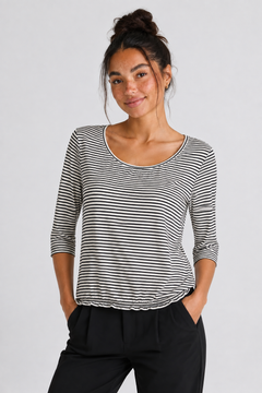 Striped Knit Top with Elasticated Hemline - Size: M