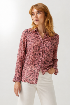 Snake-Print Blouse in Mahogany Colorway- Size: S/M
