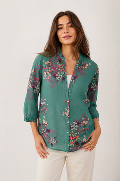 Lightweight Cotton Blouse in Teal- Size: S/M