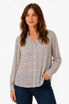 Micro Floral Pattern Blouse in Cotton  - Size: M/L