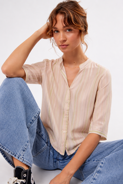 ♦︎ Striped Collared Blouse - Size: XS/S