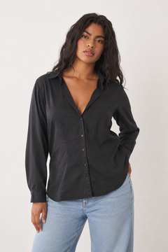 Black Collared Button-Up Shirt - Size: XXL