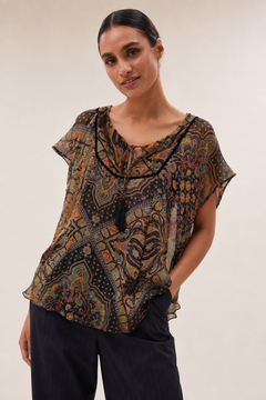 Zara  Paisley Tunic/Kaftan in Silk- Size: M