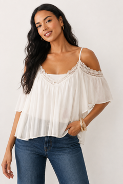 ♦︎ Cream Viscose Blouse  - Size: L