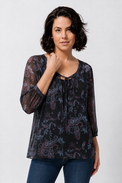 Paisley Blouse in Relaxed Silhouette- Size: XL