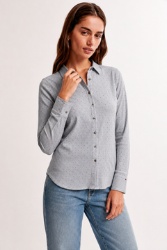 Dotted Cotton Shirt in Slim Fit- Size: XS