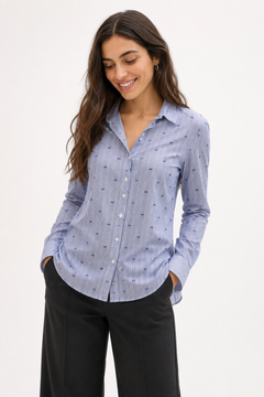 Bicycles Print Shirt in Blue and White - Size: S