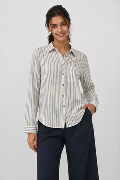 Casual Striped Shirt in Cotton - Size: S/M