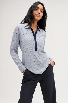 Striped Fitted Shirt in Cotton Blend- Size: M