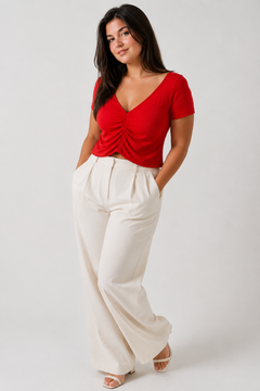 Stretchy V-Neck Top in Viscose- Size: M/L