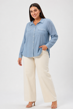 Basic Shirt in Blue Stripes- Size: L