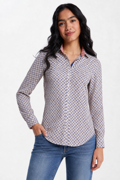 Geometric Pattern Shirt in Cotton- Size: XS