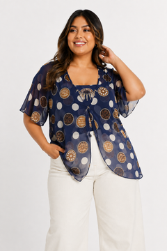 ♦︎  Polka Dot Sheer Blouse - Size: L/XL
