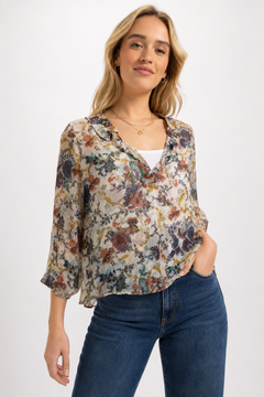 Sheer Blouse with Golden Thread- Size: S