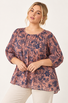 ♦︎ Pleated Pink Cotton Blouse - Size: XL/XXL