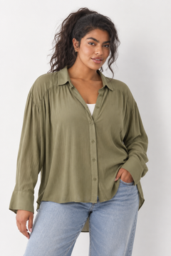 ♦︎ Khaki Viscose Blouse- Size: M/L (FitsXL/XXL)