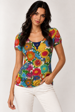 Colorful Sequin Top in Cotton- Size: S