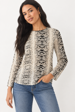 Monochrome Snakeskin Blouse - Size: S