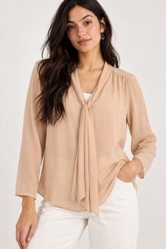 Blush Tie-Neck Blouse - Size: M