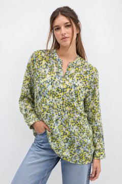 Long Cotton Blouse in Vibrant Colors- Size: L