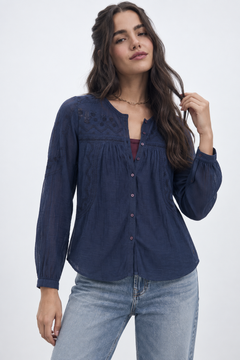 Embroidered Blouse in Viscose Cotton - Size: XS