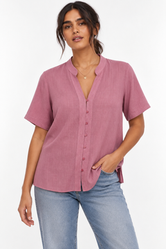 V-neck blouse in Mauve Pink- Size: XL