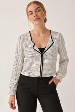 Palm Tree Blouse with Black Trim- Size: XL