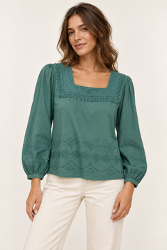 ♦︎ Embroidered Square Neck Blouse - Size: M