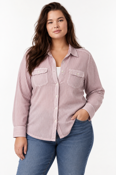 100% Cotton Utility Shirt in Lilac- Size: XL