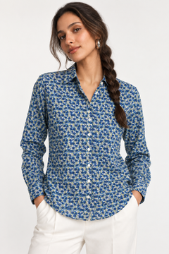 ♦︎ Blue Floral Shirt - Size: M