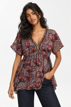 ♦︎ Embellished Floral Blouse - Size: M/L