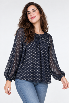 Silver Dot Blouse with Back-tie- Size: M/L