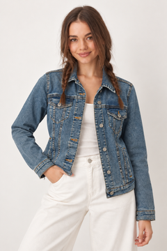 Blue Denim Embroidered Jacket - Size: S