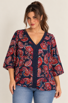Statement Paisley Blouse in 100% Viscose- Size: XXL