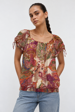 Multicolor Paisley Top- Size: M