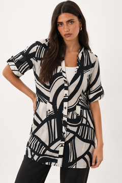 ♦︎ Monochrome Cotton Tunic/ Blouse - Size: M