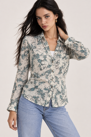 Slim-Fit Blouse in Cotton Modal- Size: S