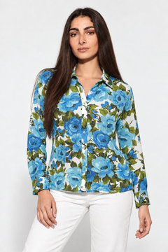 Rose Print Shirt in Pure Cotton- Size: M/L