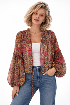 Boho-style Patchwork Blouse - Size: M