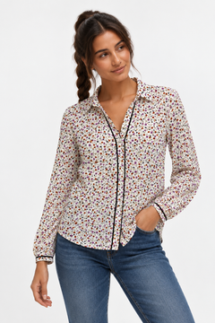 Floral Blouse with Piping Detail- Size: M
