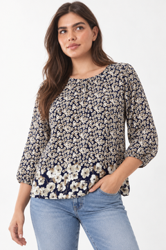 Round-neck Blouse in All Viscose - Size: L