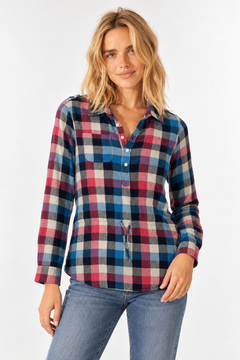 Drawstring Waist Flannel Shirt - Size: XS