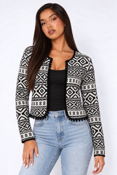 Monochrome Aztec Style Jacket- Size: S/M